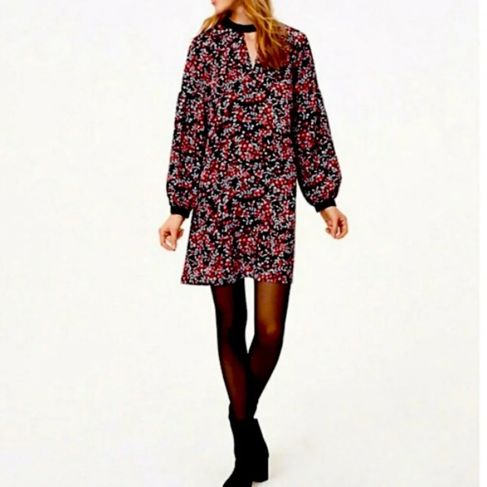 LOFT Black Floral Dress - Picture 4 of 7